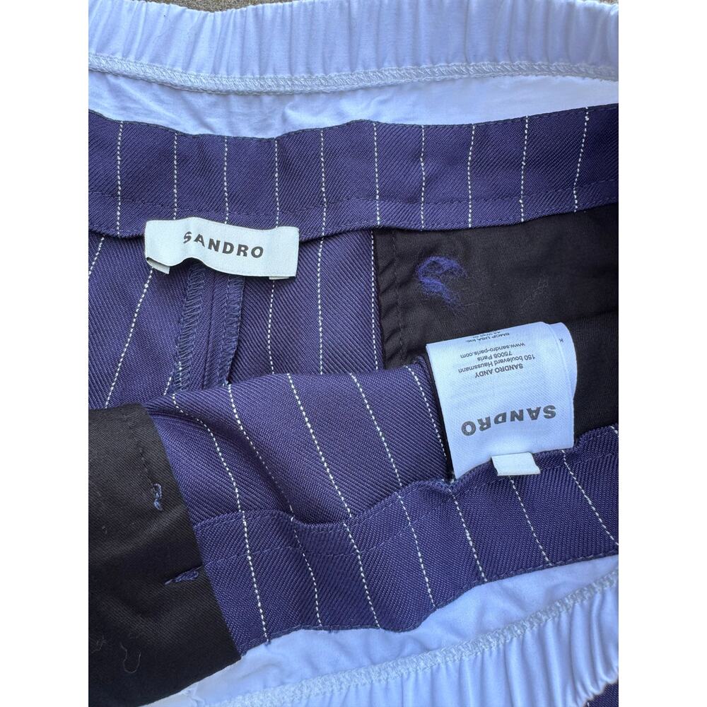 Sandro Pinstripe Double Waistband Twill Shorts 42 US 10 - Picture 8 of 9